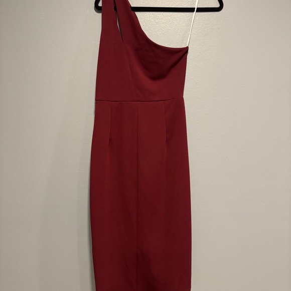 Lulus Burgundy One-Shoulder Asymmetrical Dress - M - Picture 6 of 6